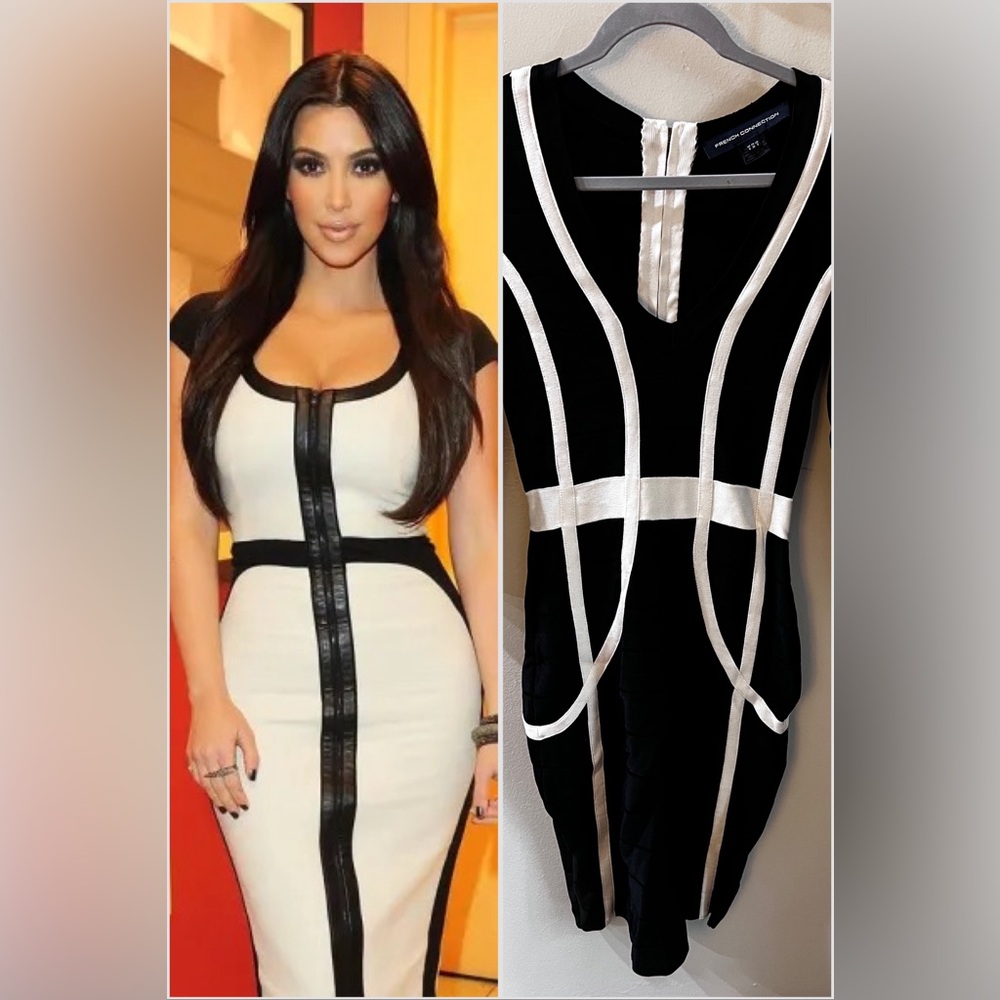 French Connection Elegant Black and White Dress